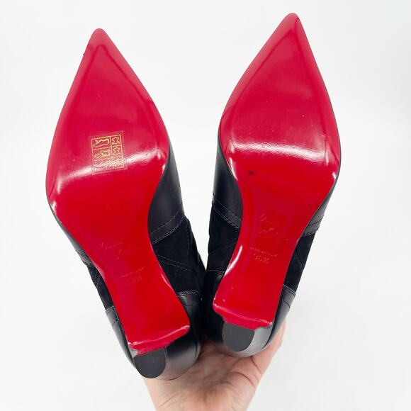 Christian Louboutin Black Leather Suede Santia Botta 85 Knee High Boot EU 36.5 - Picture 10 of 13